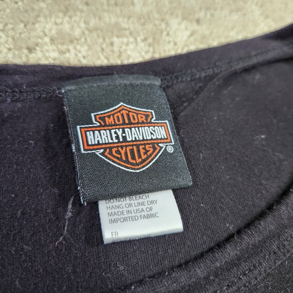 Harley Davidson Shirt Women 1XL Biker Classic Mom Y2K Grunge Long Sleeve Black - Picture 5 of 8